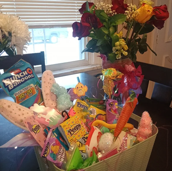 Easter Bunny Gift Basket with Assorted Treats Girls Easter Basket - Picture 4 of 4